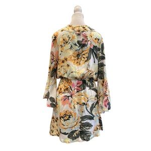 Maaji L Multicolour Floral Resort Cover-Up Dress Bell Sleeve